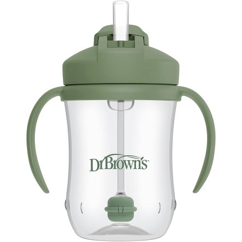Dr. Brown's Milestones Baby's First Straw Cup, Training Cup with Weighted Straw, 9 oz/270 mL, BPA-free, 6m+, Olive Green, 1-Pack