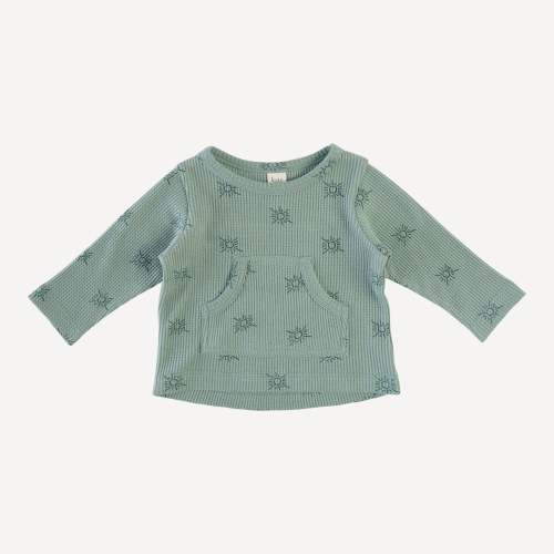 long sleeve boxy kanga tee | sea pine tiny suns | organic cotton thermal