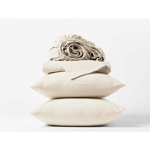 Organic Cotton Crinkled Percale Sheet Set Queen Sheet Set / Hazel Chambray