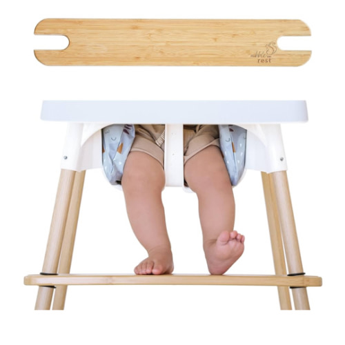 Woodsi Footsi Highchair Footrest for IKEA Antilop, Bamboo Wooden Footrest, Height Adjustable, High Chair Accessories,Suitable Footstool with Rounded Corners