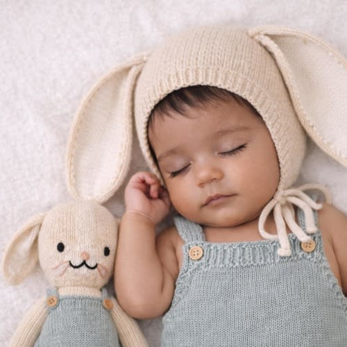 knitted Cotton Bunny Ears bonnet | Henry bunny HAT