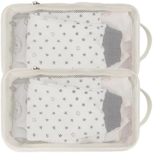 MOMIGO Baby Diaper Bag Organizer Pouches - 2 Pack Waterproof Pod Hanging Diaper Bag Mesh Bag Reusable, Washable or Baby Cloth Diapers (White)