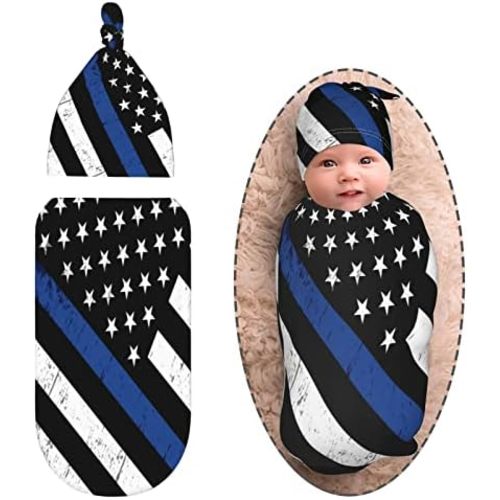 Newborn Swaddle Blanket With Matching Beanie Hat Set Receiving Wrap Baby Blanket Shower Gifts Swaddlers