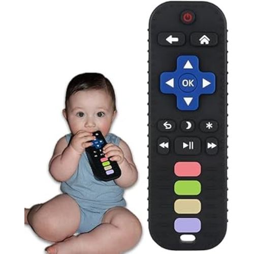 Ollie Baby Co. Baby Teether Toy - Remote Control Shape - BPA-Free Silicone - Black - 6-36 Months
