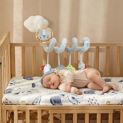 Colorful Bed Stroller Crib Arch Toys,Baby Bed Car Seat Stroller Crib Toys Pendant,Plush Spiral Activity Carseat Hanging Toy for Infant Babies,Pram Crib Mobile Toy for Newborn Boys Girls Gifts