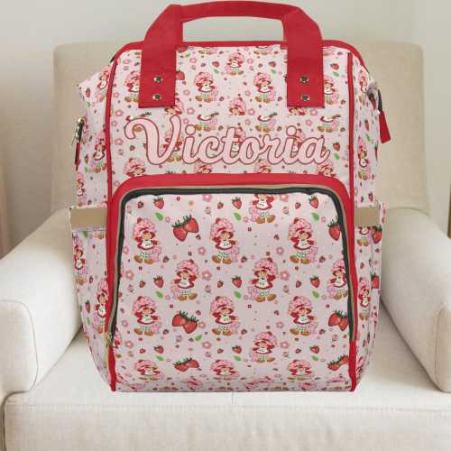 Strawberry shortcake,Strawberry shortcake backpack,Girl diaper bag,custom diaper bag,Berry first birthday,expecting mom gift, baby blanket