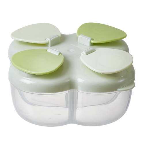 Kaireo Baby Milk Powder Dispenser,Formula Dispenser with Four Compartment Infant Powder Dispenser Portable Snack Formula Containers for Travel Hold Outdoor Green