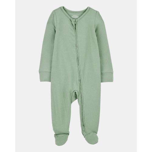 Baby Solid 2-Way Zip PurelySoft Sleep & Play Pajamas - Green
