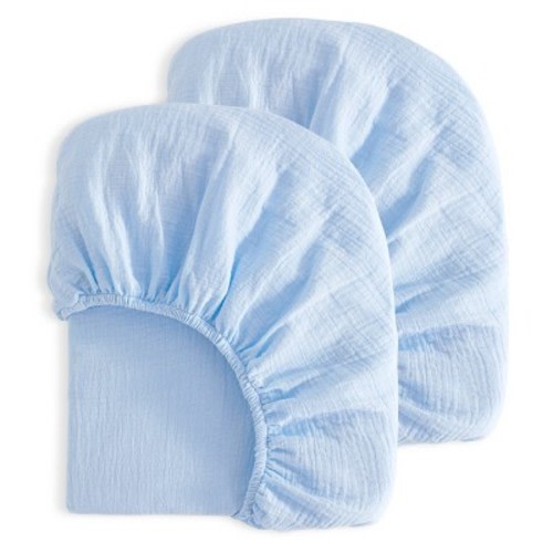 2 Pack Cotton Crib Sheets, Double-Layer Soft Fitted Sheets for Crib & Toddler Mattresses - NTBAY