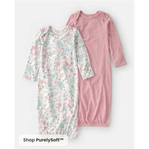 Baby Girl 2-Pack Butterfly Garden PurelySoft Sleeper Gowns - Pink | Carter's