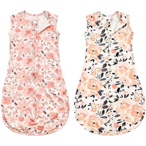 Baby Sleep Sack 0-12 Months Newborn Sleeping Bag 100% Cotton Wearable Blanket 0.5 TOG 2 Packs