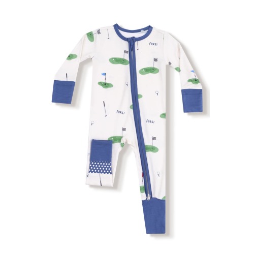 All Fore Golf Print Convertible Zip Romper, 0-3M