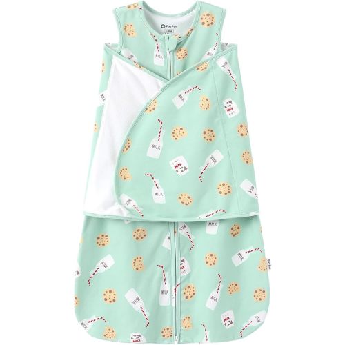 PATPAT Cotton Newborn Swaddle, Transition Sleep Sack, Milk & Cookies, 3-6M