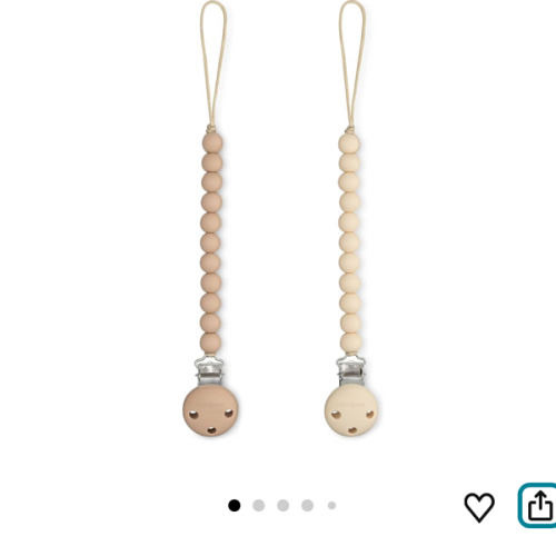 Comfy Cubs Pacifier Clips 2 Pack - 100% Food Grade Silicone Baby Pacifier Clips, BPA & PVC Free - CPSIA Certified, Lightweight and Flexible Baby Gifts - Beige & Light Beige