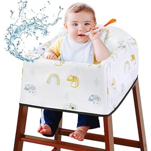 BALAPET Resuable 100% Waterproof High Chair Cover for Restaurant, Thick Soft Baby Chair Protector Cover for Wooden or Restaurant High Chair, Protect Against Messy Meals and Dirty (Chameleon)