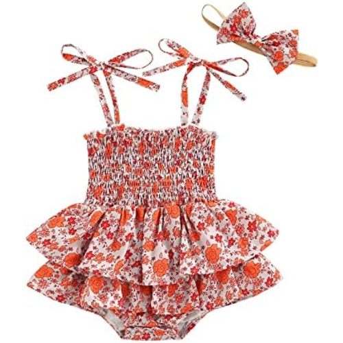Baby Girls Daisy Playsuits Bodysuit+Headband Print Halter Romper Floral Jumpsuit Infant Onesie Summer Clothes
