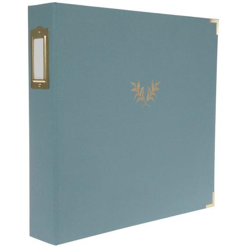 Dusty Blue Leaf Sprig 3-Ring Scrapbook Album - 12" x 12"