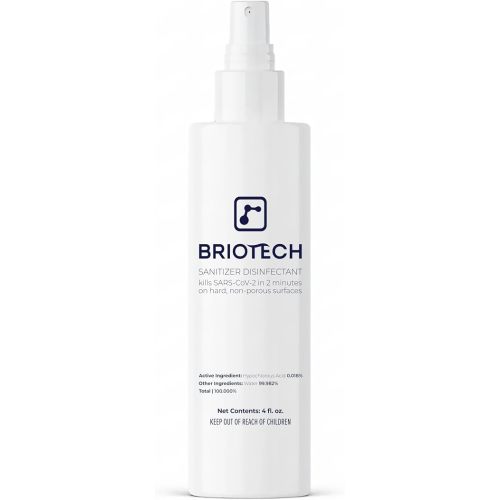 BRIOTECH Sanitizer Disinfectant Hypochlorous Spray, Kill 99.99% of Viruses & Bacteria, Control Mold, Eliminate Odor, Gentle for Nursery & Play Rooms, Food Contact Surface Sanitizer, 4 fl oz
