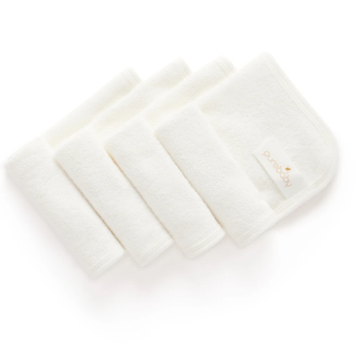 White 4 Pack Towelling Face Washers - Baby Bath - Purebaby - Purebaby