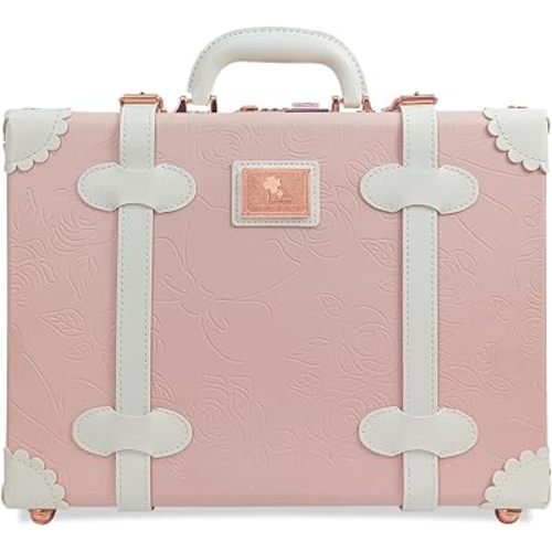 Unitravel Baby Keepsake Case, 16" Handmade Memory Storage Box, Newborn Keepsake Box, Vintage Suitcase for Baby Shower, Baptism, Naming Ceremony or Birthday (Pink)
