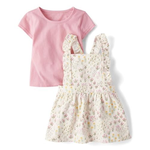 The Children's Place Baby Girls' And Toddler Short Sleeve Shirt and Skirtall 2 Piece Outfit