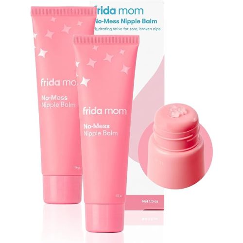 Frida Mom Nipple Cream, No-Mess Nipple Balm Moisturizer for Hydration, Gentle for Baby & Mom, 1.5fl oz (Pack of 2)