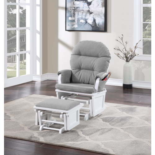 Suite Bebe Madison Glider and Ottoman, White Finish with Oyster Fabric