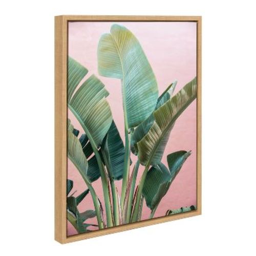 18"x24" Kate & Laurel All Things Decor Sylvie Tropic Pink Wall Art: Floating Canvas, Botanical Print