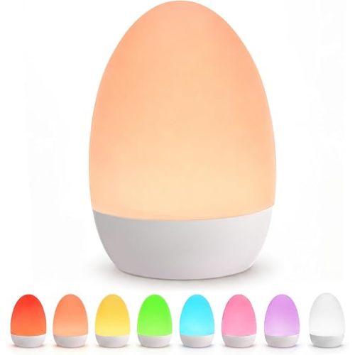 AmazeFun Egg Night Light for Nursery, Baby Essentials for Newborn, Rechargeable Baby Night Light with 3 Color Temperatures + 12 RGB Colors, Touch Dimmable, Egg Light for New Baby, Night Feeding, Kid