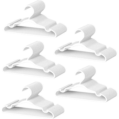 100 Pack Baby Plastic Hangers,12.83" Ultra-Thin,Non-Slip Hangers for Children. Ideal for Closets and Nurseries.Designed for Newborns and Children's Clothing,Including Trousers,Coat,Dresses.(White)