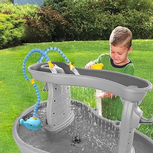 Rechargeable Water Table Pump(Huge Water Output),Kids Sand Water Play Pump, 3 Spray Modes, IPX7 Waterproof,Outdoor Toddler Activity Table Accessory