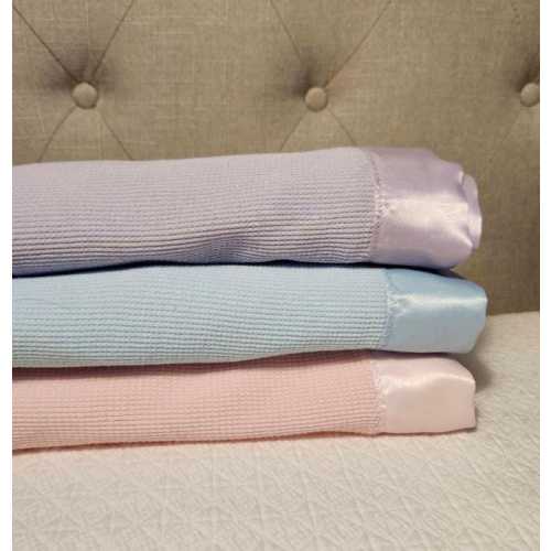 100% COTTON SATIN TRIM handmade blanket, satin edge baby blanket, Crib & stroller Blanket, Vintage inspired, Sensory adhd edge design