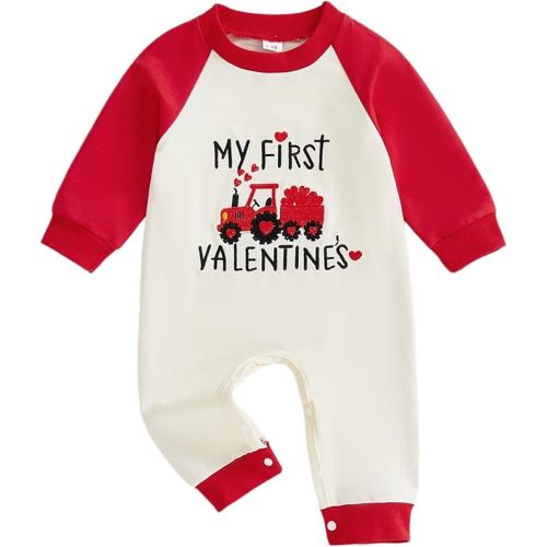 BeQeuewll Newborn Girl Boy Easter Outfit Infant Sweatshirt Jumpsuit Heart Rompers Baby First Easter Outfit