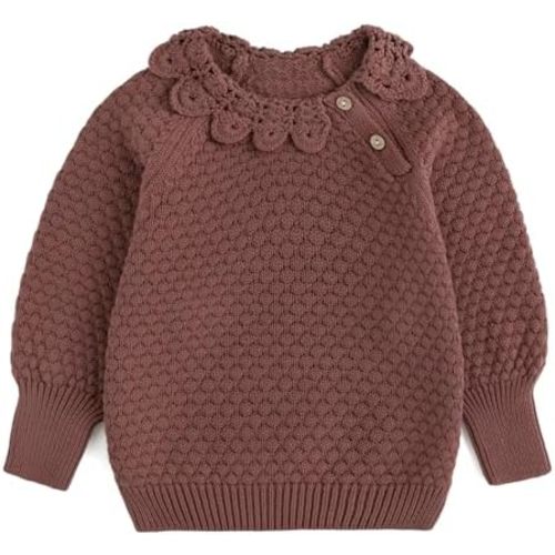 Curipeer Baby Girl Sweater Long Sleeve Knit Toddler Pullover Sweater Soft Crewneck Top for 2T-6T