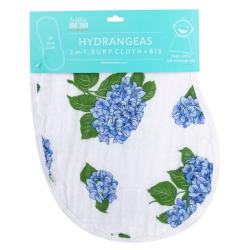 Muslin Baby 2-in-1 Burp Cloth and Bib - Hydrangeas