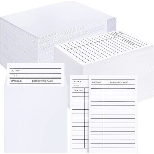 Ireer 500 Pcs Library Card Pockets Book Pockets Self Adhesive Due Date Cards for Book Checkouts, Cds, DVDs, Classroom Supplies(White)