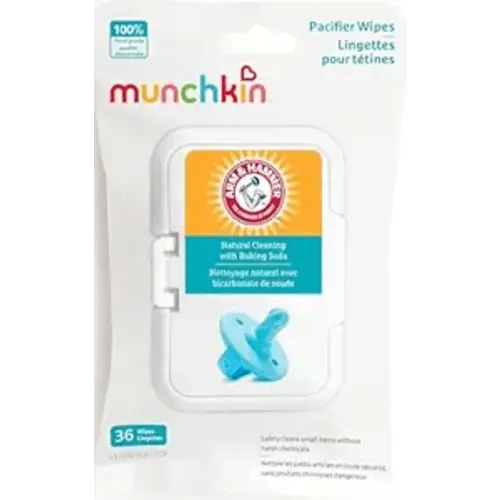 Munchkin Arm & Hammer Pacifier Wipes - Safely Cleans Breast Pump Parts and Feeding Essentials for Baby and Toddler, 1 Pack, 36 Wipes