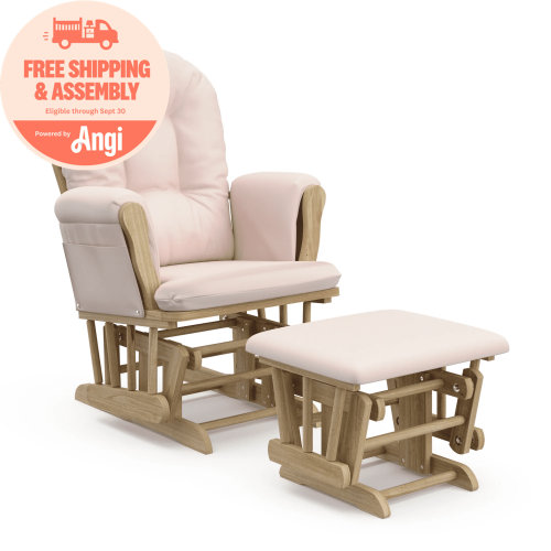 Storkcraft Hoop Infant Nursery Glider and Ottoman, Natural with Pink