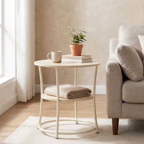 Millwood Pines Rolande 22.1" W Round End Table with Storage Shelf & Reviews | Wayfair