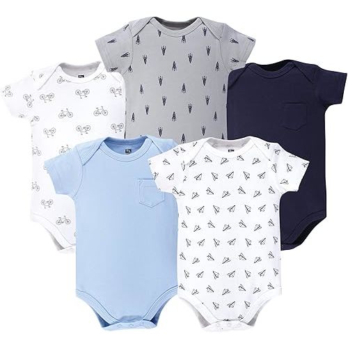 Hudson Baby Unisex Cotton Bodysuits, Basic Paper Airplane, 0-3 Months