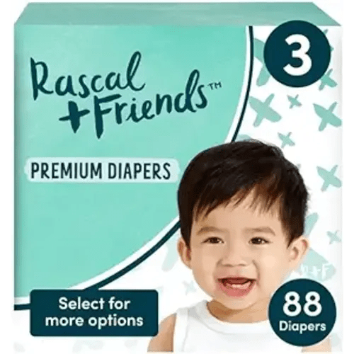 Rascal + Friends Premium Diapers Size 3, 88 Count,1 Pack