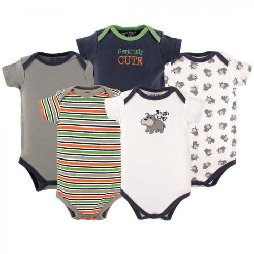 Luvable Friends Baby Boy Cotton Bodysuits 5pk, Dog, 3-6 Months