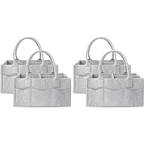 Cute Castle 2 Pack Diaper Caddy Organizer - Portable Baby Caddy Organizer with Handle, Nursery Storage Bin and Car Organizer for Girls, Boys - Baby Gift Basket - Oatmeal