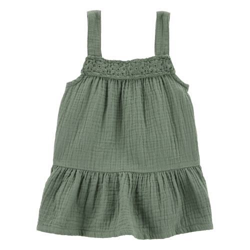 Baby Gauze Crotchet Knit Tank - Olive - OshKosh | Carter's