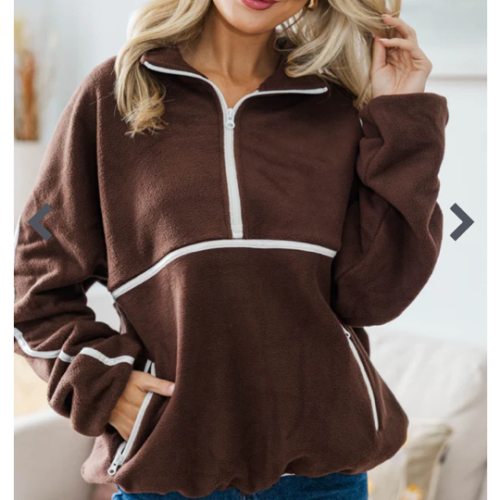 NURSING COLLECTION: Warm Wishes Brown Fleece Lined Pullover