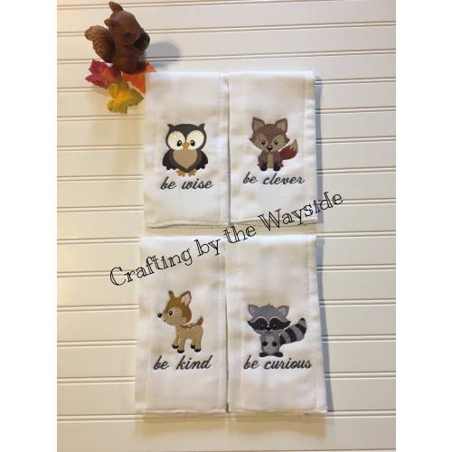 Personalized Burp Cloths/Set of 4 Burp Cloths for Baby Boy or Girl/Woodland Animals Burp Cloths/Forest Animals/Personalized Baby Item