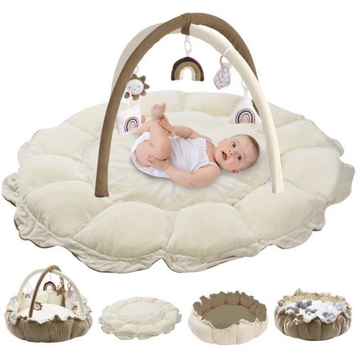 New 5-in-1 Convertible Baby Play Gym (Brown)
