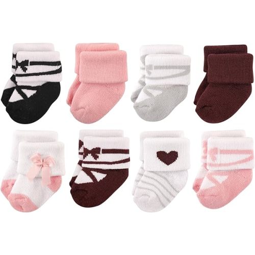 Hudson Baby Baby Girls' Cotton Rich Newborn and Terry Socks