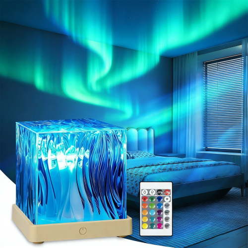 Ocean Wave Projector Light, Mood Lighting Ambient Lighting Northern Lights Projector with 16 Colors and Dynamic Ripple Effect for Living Room Bedroom Decor