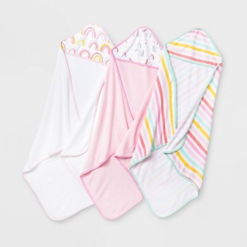 Baby Girls' 3pk Unicorn Adventure Hooded Bath Towel - Cloud Island™ Pink